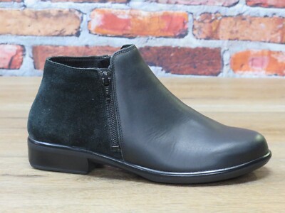 Women's NAOT Helm Zip-up Bootie Black Suede Leather Combo EU Size 37  *26030-N74