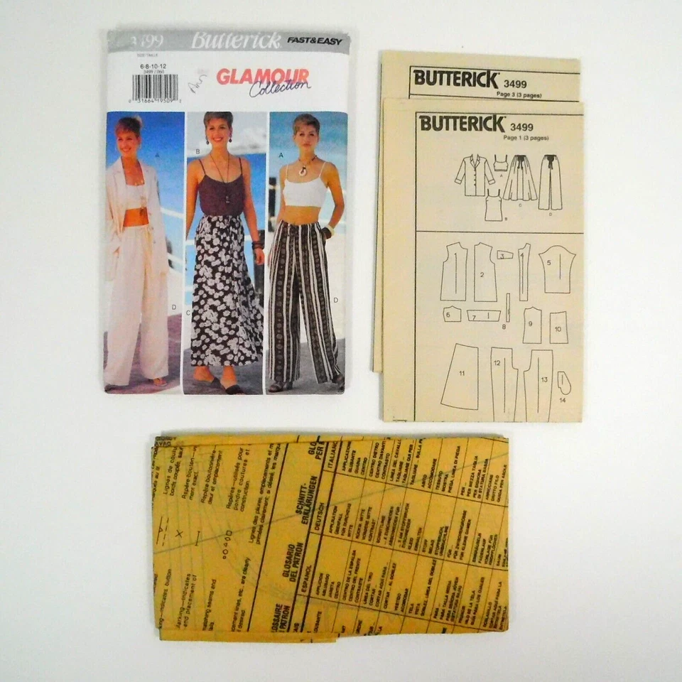 Butterick 3499 Misses Jacket Top Skirt Pants Pattern Size 6-12 Uncut Loose Cuffs - Image 2 of 4