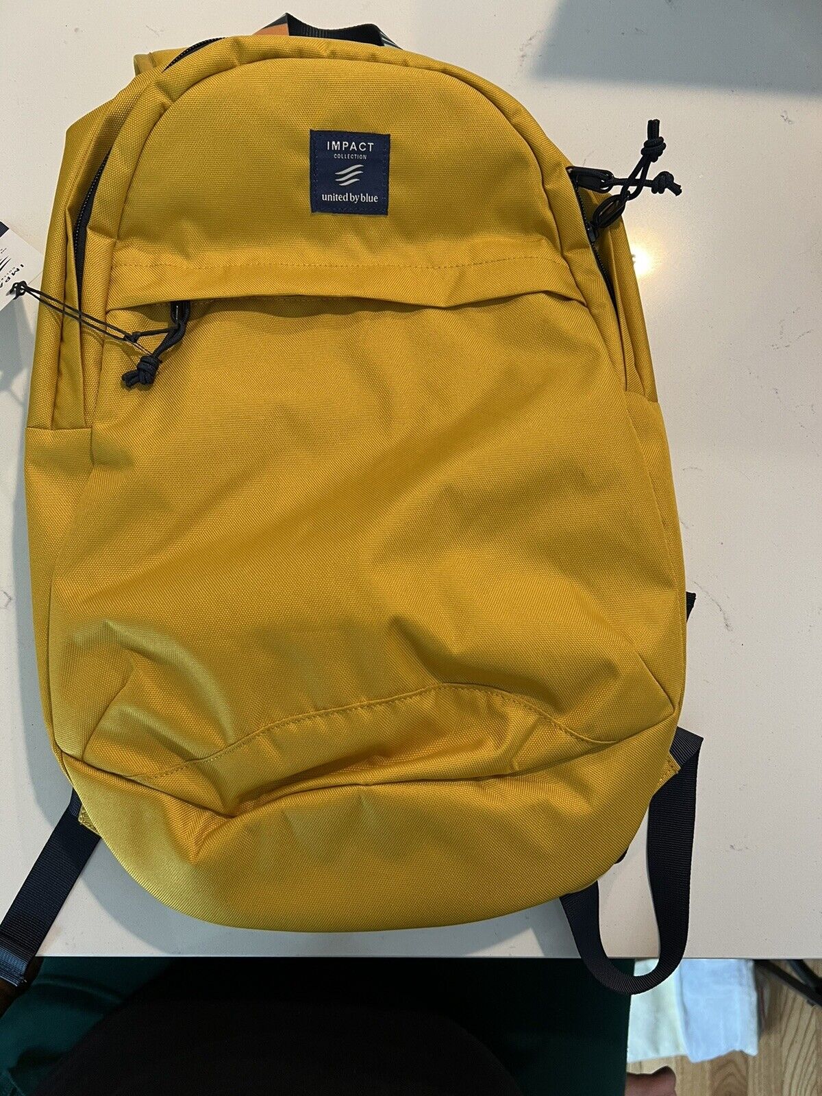 United By Blue 15L Commuter Backpack Mustard Yellow & Navy NWT Ethically Made