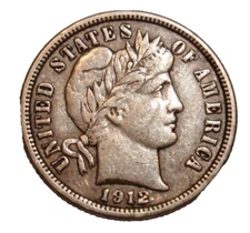 1912 P Barber Dime, Choice XF-AU Better Date