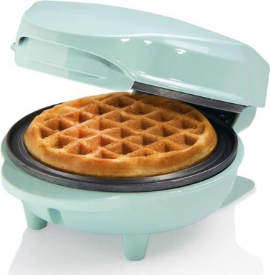 Bestron Mini-Waffeleisen für klassische Waffeln, kleiner Waffelmaker 550 W Mint