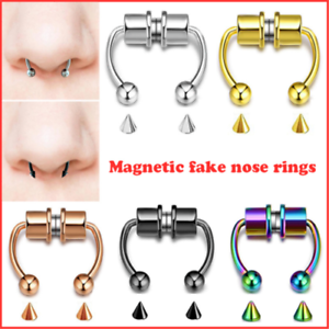 Helix Tragus Faux Clicker Non-Piercing Magnetic Fake Septum Nose Segment Ring 