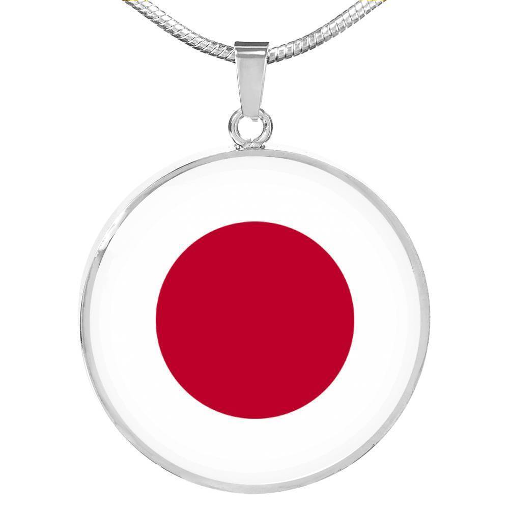 ア﻿ル﻿ハ﻿ン﻿ブ﻿ラ﻿ ﻿ペ﻿ン﻿ダ﻿ン﻿ト﻿ ﻿ネ﻿ッ﻿ク﻿レ﻿ス Japan Flag Necklace Stainless Steel or 18k Gold 18-22