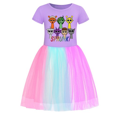 Kids Girls Sprunki Costume Rainbow Stars Tutu Skirts Birthday Party Fancy Dress - Picture 68 of 72