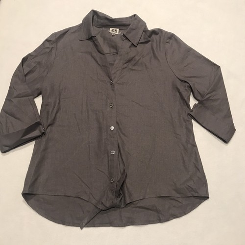 Anne Klein linen button down, medium, tie at waist - Picture 1 of 8