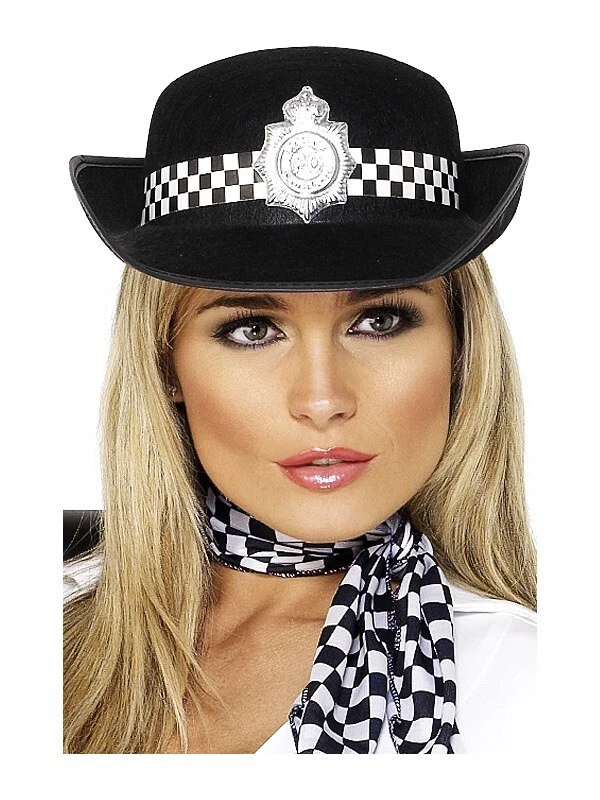 Chapéu feminino Policewoman WPC Police Lady preto/branco por Smiffys - Imagem 2 de 4