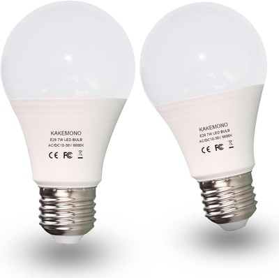 12V LED Light Bulb 7W AC/DC10-30V Low Voltage E26 Base 6000K Daylight White,... 