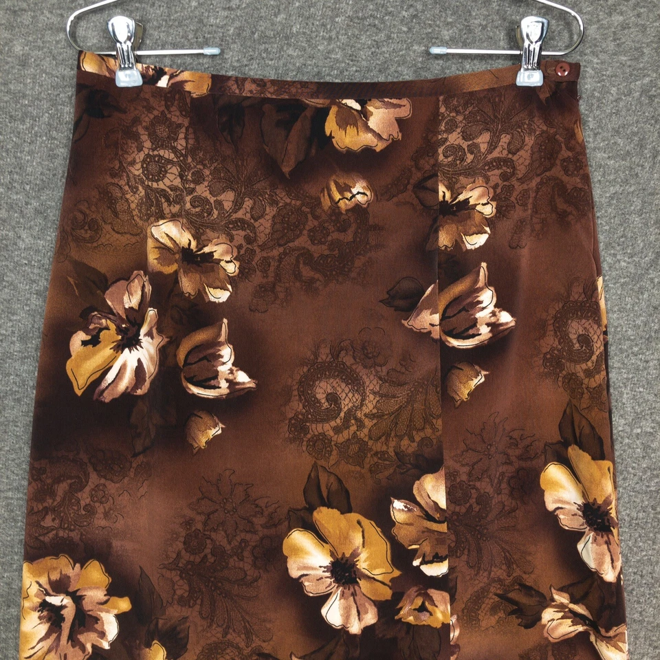 Maxi falda vintage Liz Baker Petite para mujer 14 marrón floral Foto 2 de 4