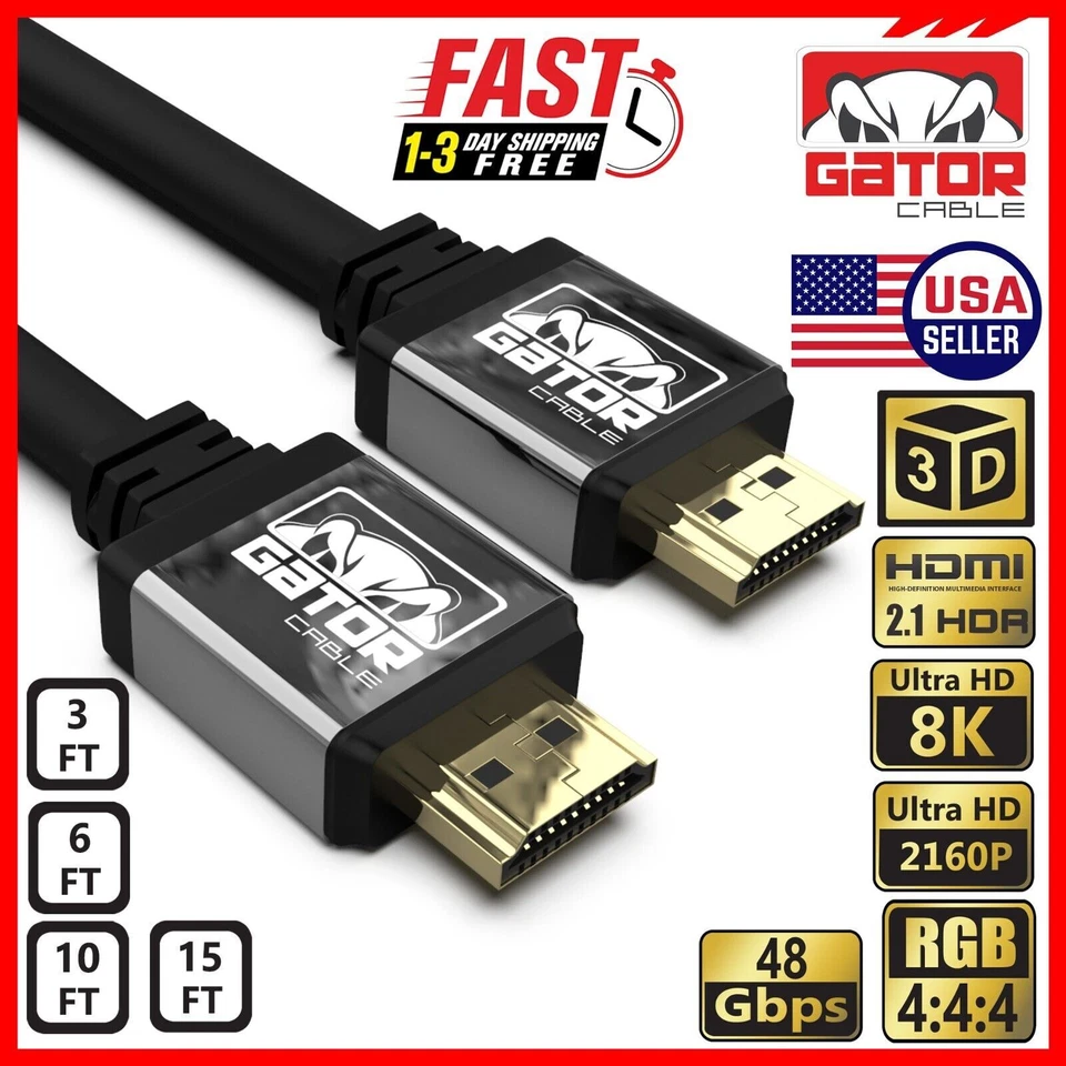 HDMI Cable 8K UHD 2.1 HDTV 3D 2160P HDR 120Hz 48Gbps Dolby HDCP 2.2 RGB 4:4:4 - Image 2 of 4