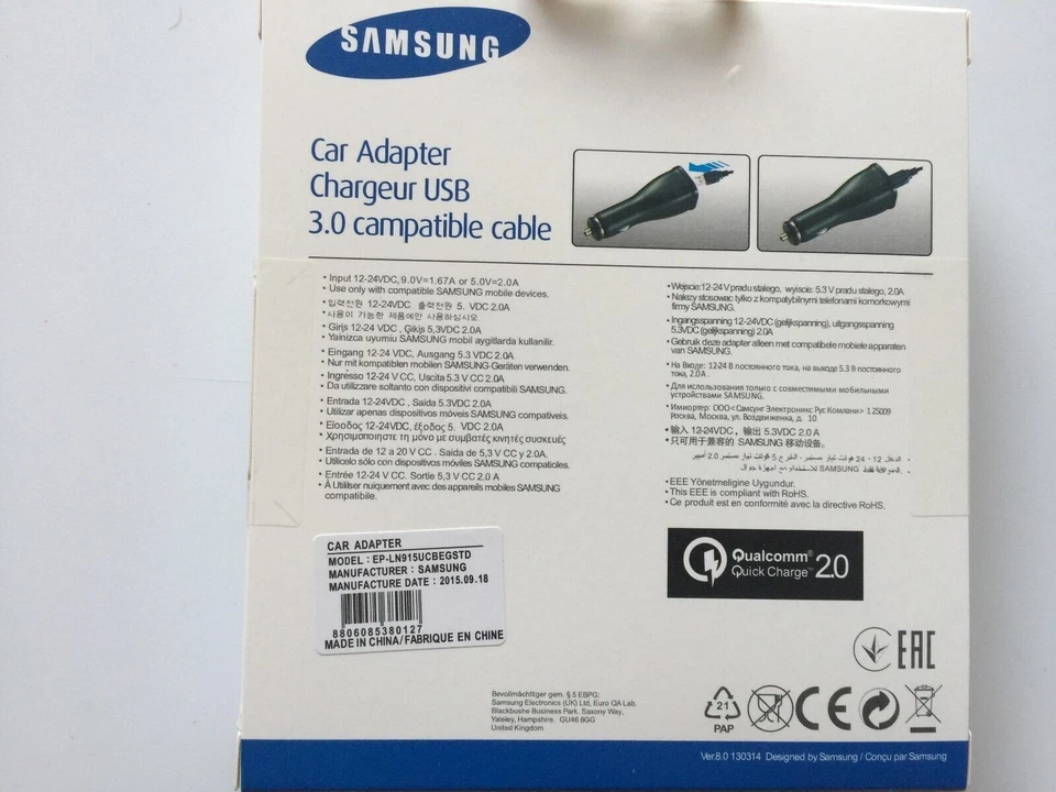 Samsung 15W USB Auto Quick Charger + Micro USB 3.0 Cable Black New - Image 2 of 4