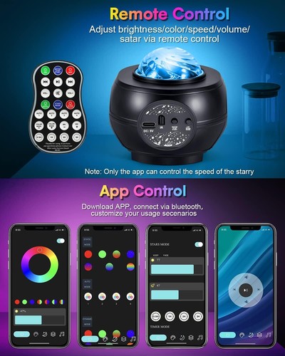 Galaxy Night Light Projector with Remote Control, Bluetooth Music Speaker & 5 Wh - Picture 2 of 21