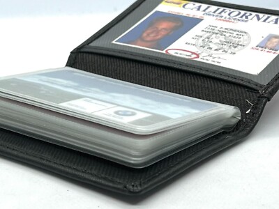 Black Leather Business Credit Card Wallet Pocket Organizer Clear Sleeve  Insert | eBay