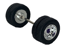 1/64 DCP PARTS CHROME/PURPLE 10 HOLE WHEEL  TIRE PAIR W/ AXLE