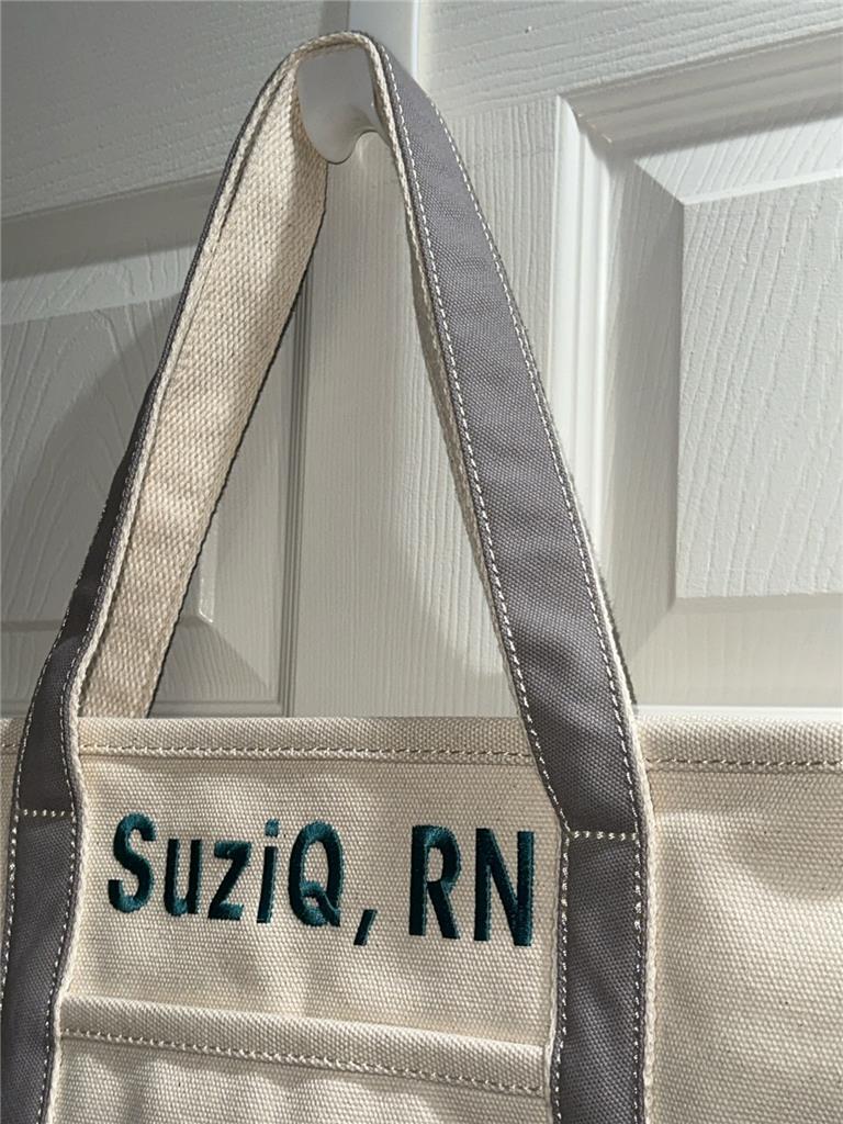 Lands End Medium Open Top Short Handle Canvas Tote Bag 