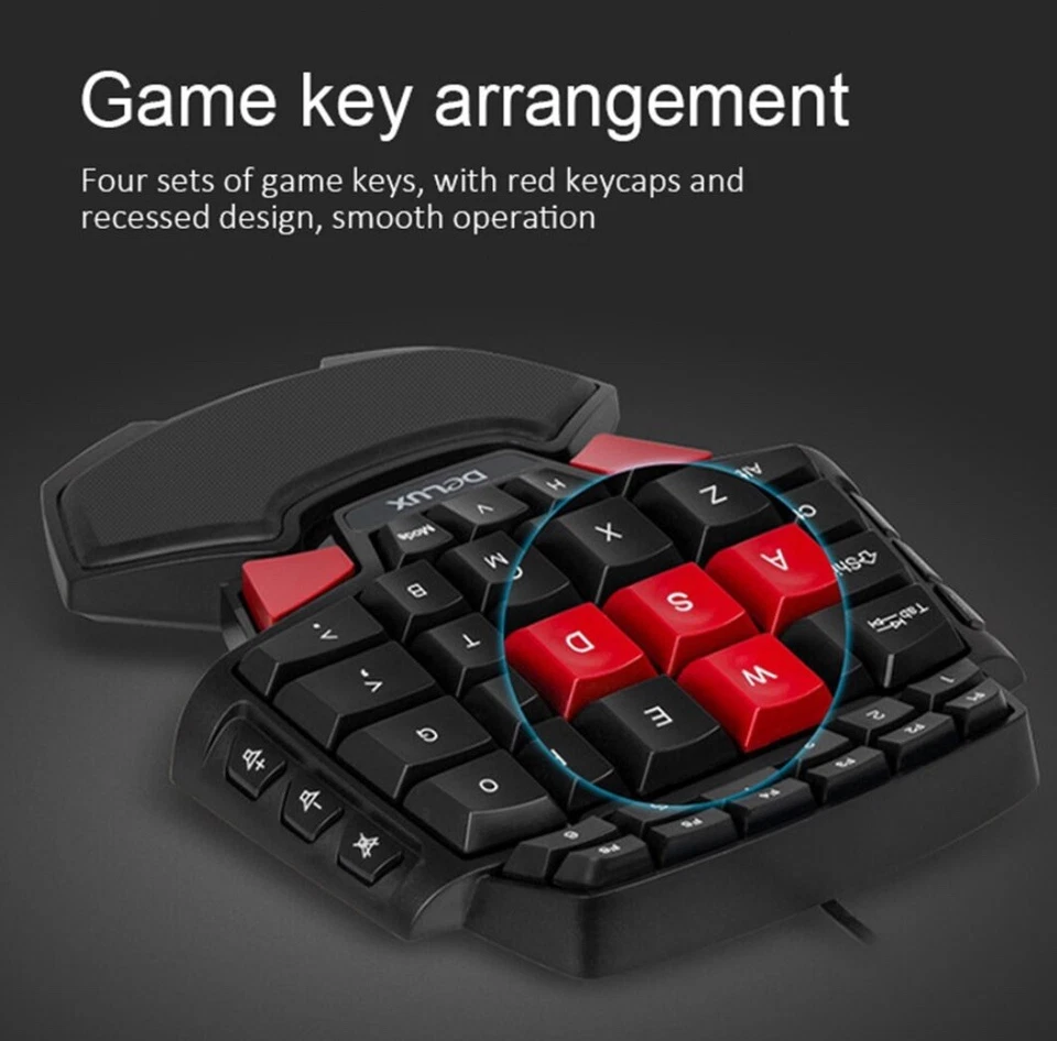 Delux T9 One / Single Hand Gaming Tastatur - Bild 4 von 4