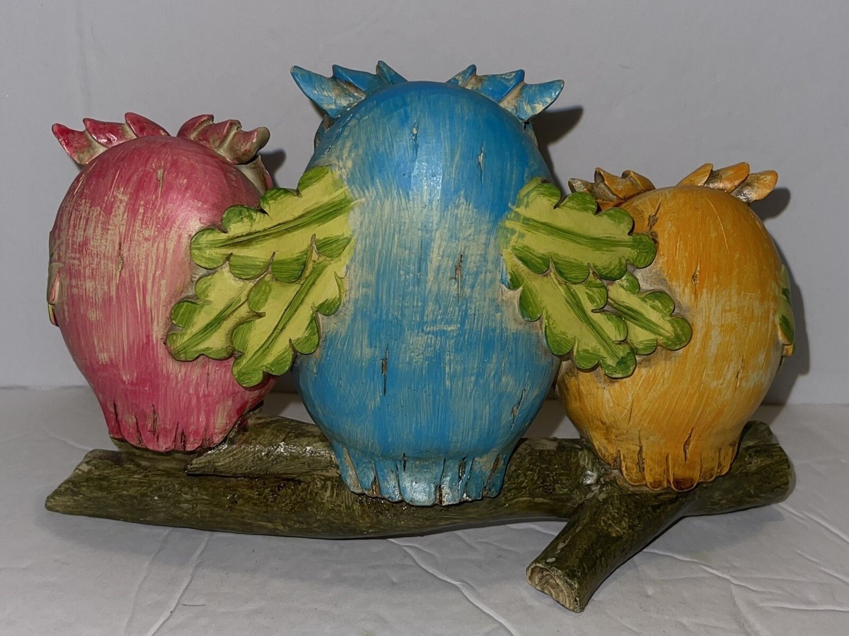 3 LITTLE OWLS STATUES DECORCOLORFUL 5X7 INCHES (B-3) | eBay