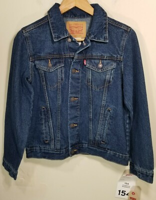 Levi's Kids Jean Jacket Trucker Red Tab Blue Denim Coat 12-13