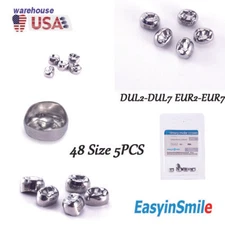 Dental Preformed Metal Crown Stainless Steel Temporary DUL2-DUL7 EUR2-EUR7 5PCS