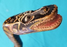 FABULOUS FOLK ART HAND CARVED AND HAND PAINTED SNAKE CANE WALKING STICK C-1910