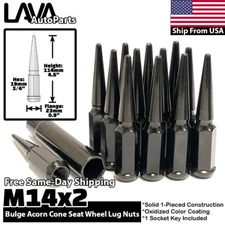 24x Black 14x2 Spike Lug Nut Fit 2004-2014 Ford F150 Expedition Navigator Lobo