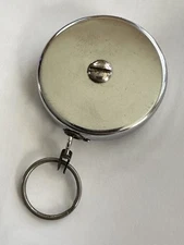 KEY-BAK Original Retractable Key Holder, Chrome, Steel Belt Clip, Split Ring