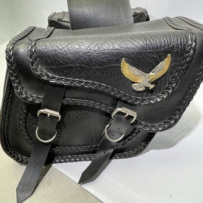 Willie & Max Leather Motorcycle Saddlebags Braided Trim Throw-over Made in USA