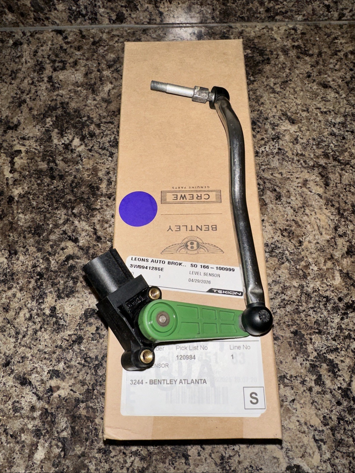 *BENTLEY 3W0941286E (LH) Self Leveling Height Control Sensor 03-18 CONTINENTAL