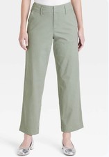NWT Women's High-Rise Straight Trousers - A New Day Olive Green