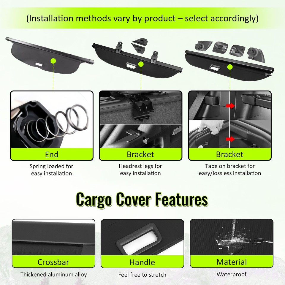 Liizoo Non-Retractable Cargo Cover For 2020-2024 Lincoln Corsair – Rear Trunk Shade, Black