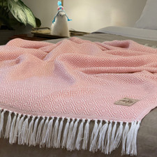 Alpaka Wolldecke Pink 200x140cm Weiche Sofadecke aus Peru