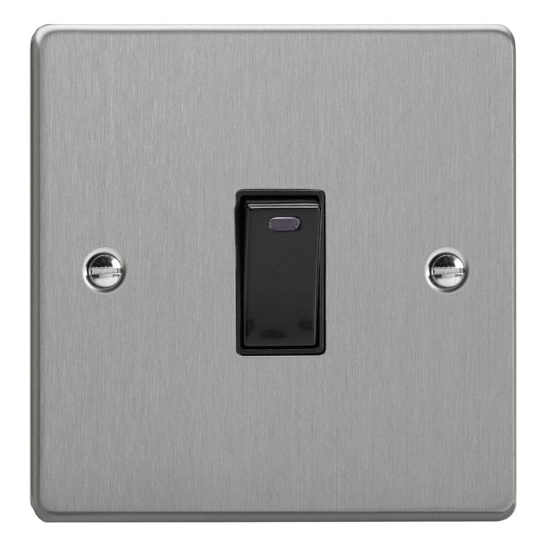 Varilight XDE20NB.BS Essential Brushed Steel 1 Gang 20A DP Rocker Switch + Neon