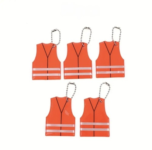 2x reflektierende PVC Sicherheitsweste Schlüsselanhänger Nachtsichtbarkeit Schlüsselanhänger Etiketten orange - Bild 2 von 3