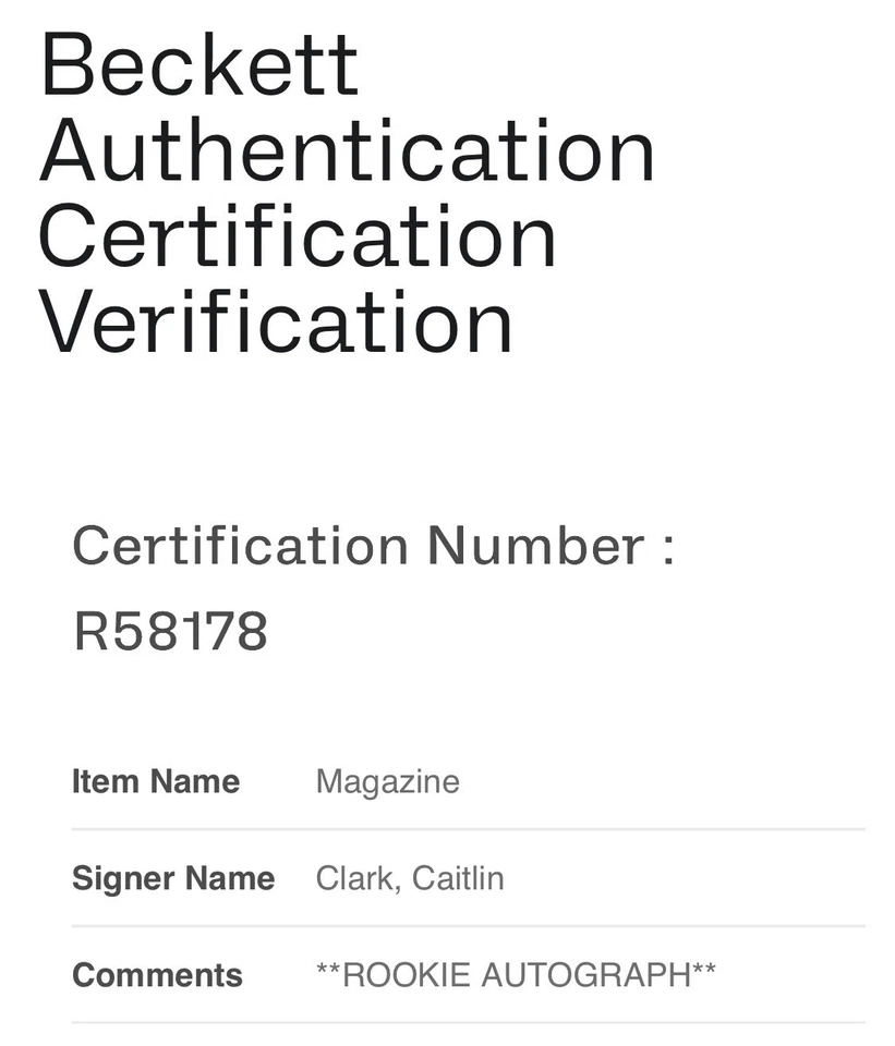 CAITLIN CLARK SIGNED ESPN MAGAZINE BECKETT BAS ROOKIE AUTOGRAPH COA #R58189 IOWA - Image 4 of 4