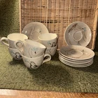 Red Wing Pottery Cups & Saucers Bobwhite  14 pcs USA MCM 143