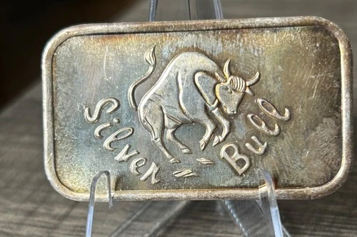 RARE VINTAGE SILVER TOWNE  SILVER BULL - 1 OZ .999 FINE SILVER