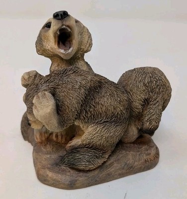 Mill Creek Studios Wolf Pups Figurine Signed HAJNY ''Off Key'' #63570 Wolves