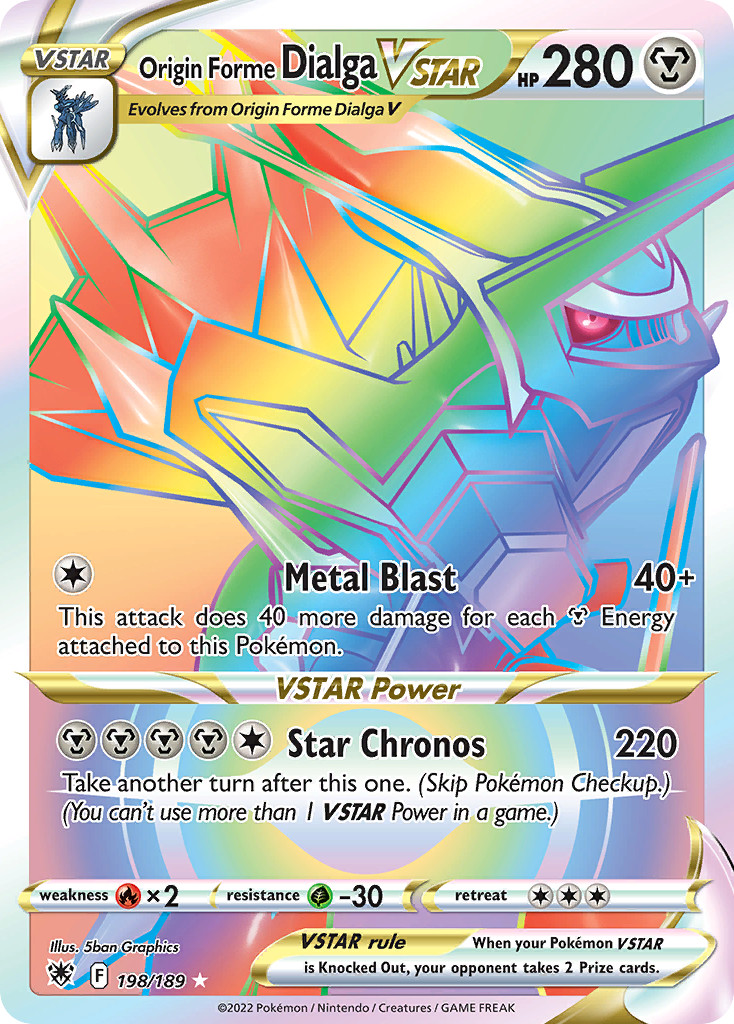 Pokemon Astral Radiance Rainbow Rare Origin Forme Dialga VSTAR 198/189 - NM (NM)