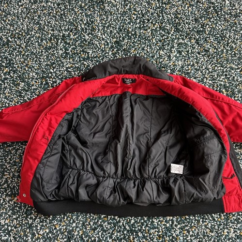 Vintage Tony Lama Bomber Jacket Puffy Coat Red Black Size Medium Lined - Picture 3 of 15