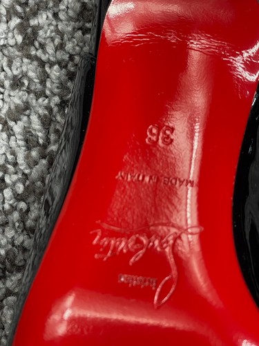 CHRISTIAN LOUBOUTIN PAULINA SLING KITTEN HEEL PATENT SIZE 36eu 6us BLK NEW - Picture 7 of 8