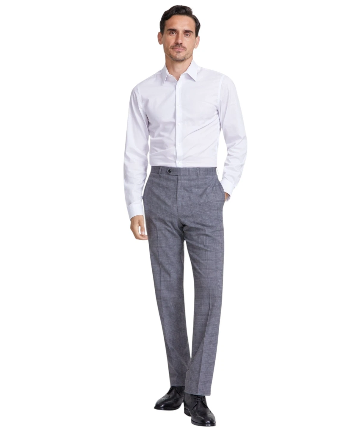 Michael Kors Mens Classic Fit Flat Front C Gray Plaid 36x32