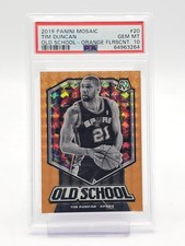 TIM DUNCAN 2019-20 MOSAIC OLD SCHOOL ORANGE FLOURESCENT /25 #20 PSA 10 Q5943