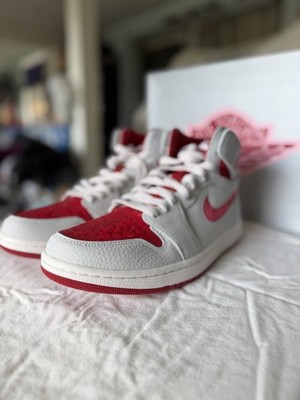 Nike Air Jordan 1 Zoom Air Red White High Top Basketball Sneakers Leather