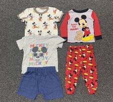 Bundled Lot Of Mickey Mouse 12 Month Shirts Shorts Pajamas