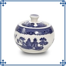 Blue Willow Sugar Bowl & Lid 160ml Ceramic Tableware Antique Oriental Style