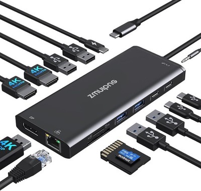 USB C Docking-Station, Dual Monitor, Triple Display, USBC Dock, (14 in 1) Laptop