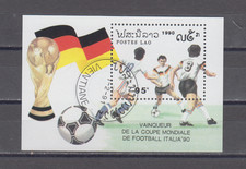LAOS : 1990  - USED - SOUVENIR SHEET - SCOTT # 1004  WORLD CUP SOCCER