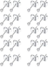 10-20 Pairs of Tiny Stud Earrings Stainless Steel with Small CZ Multiple Pairs