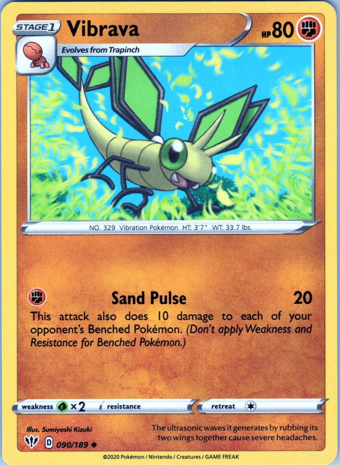 Vibrava 090/189 Uncommon Darkness Ablaze Pokemon Near Mint
