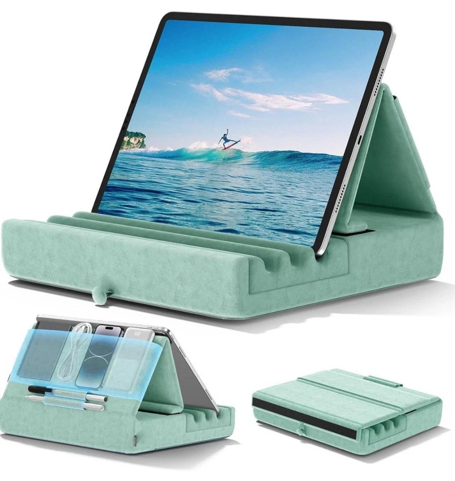 Tablet Pillow Lap Holder Foldable Stand Soft Pad Dock Multiple Viewing Angles - Image 2 of 4