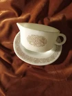 Pyrex Vintage Woodland Brown Gravy Boat Sauce Pitcher with Under Plate Saucer